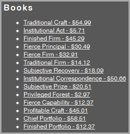 eCommerce Index List of Books